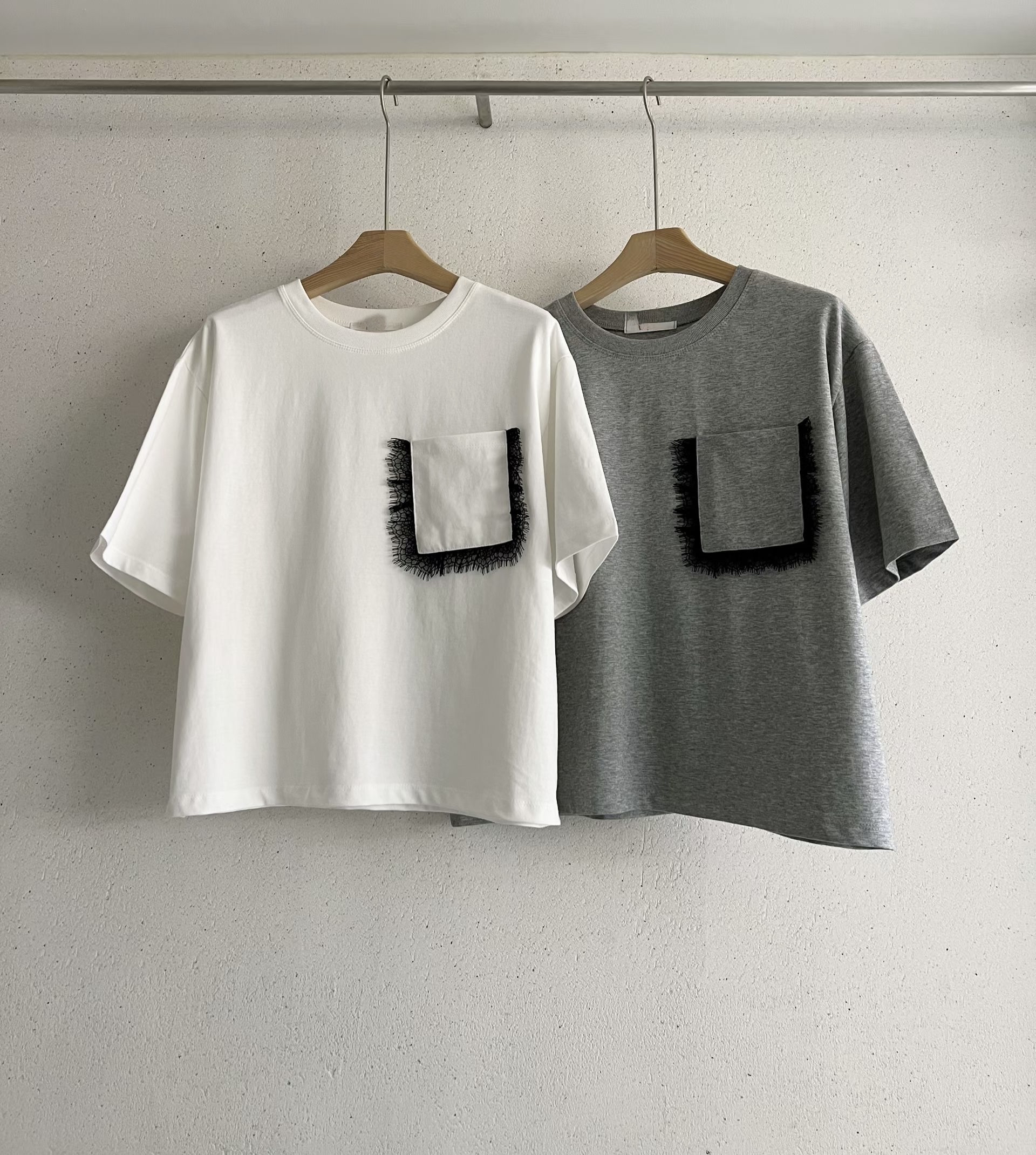 Lace 邊pocket Tee 