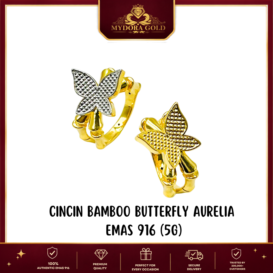 MYDORA Cincin Bamboo Butterfly Aurelia (5G) l EMAS 916/22K