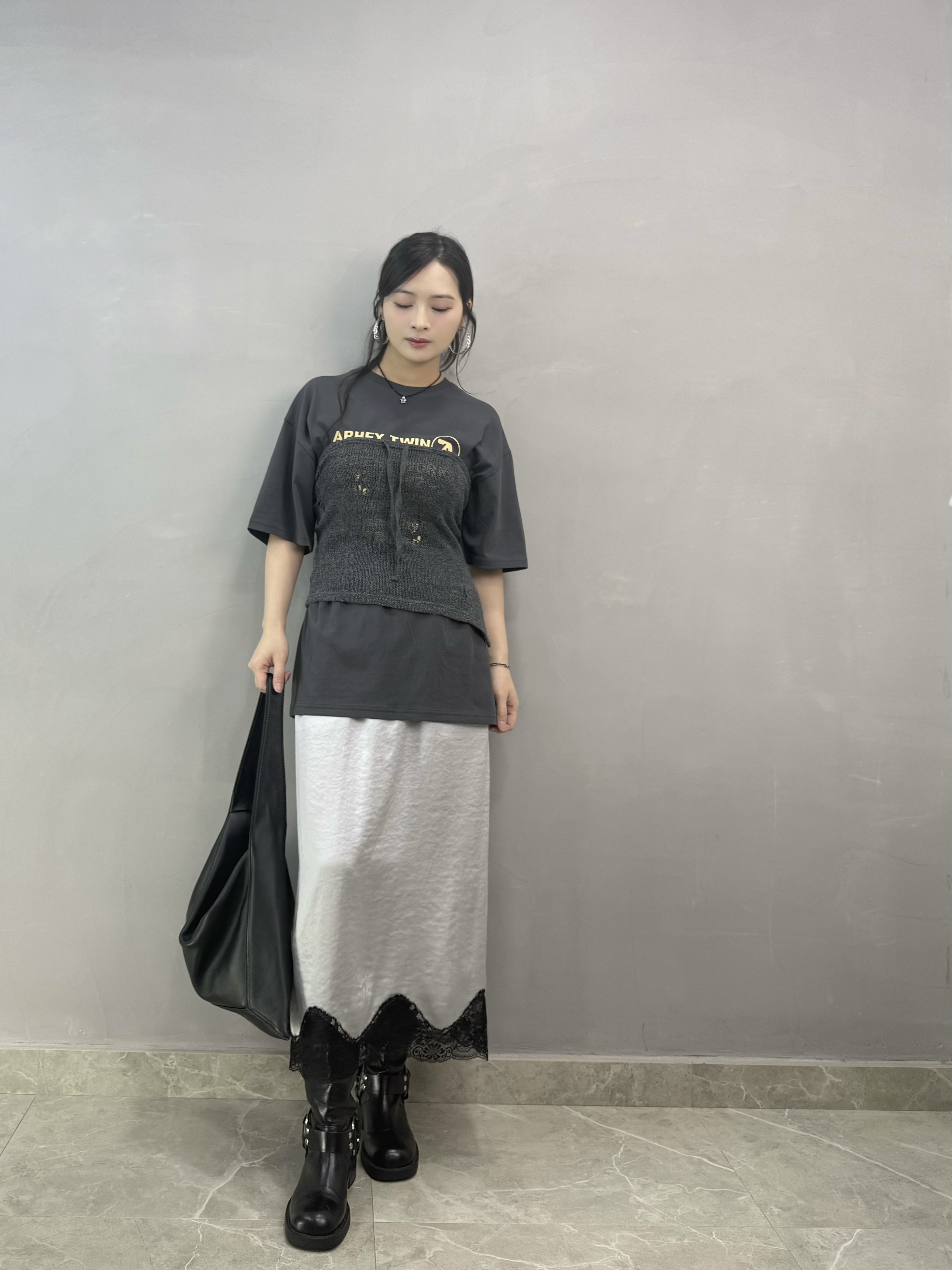 C02 Lace 邊絲質裙