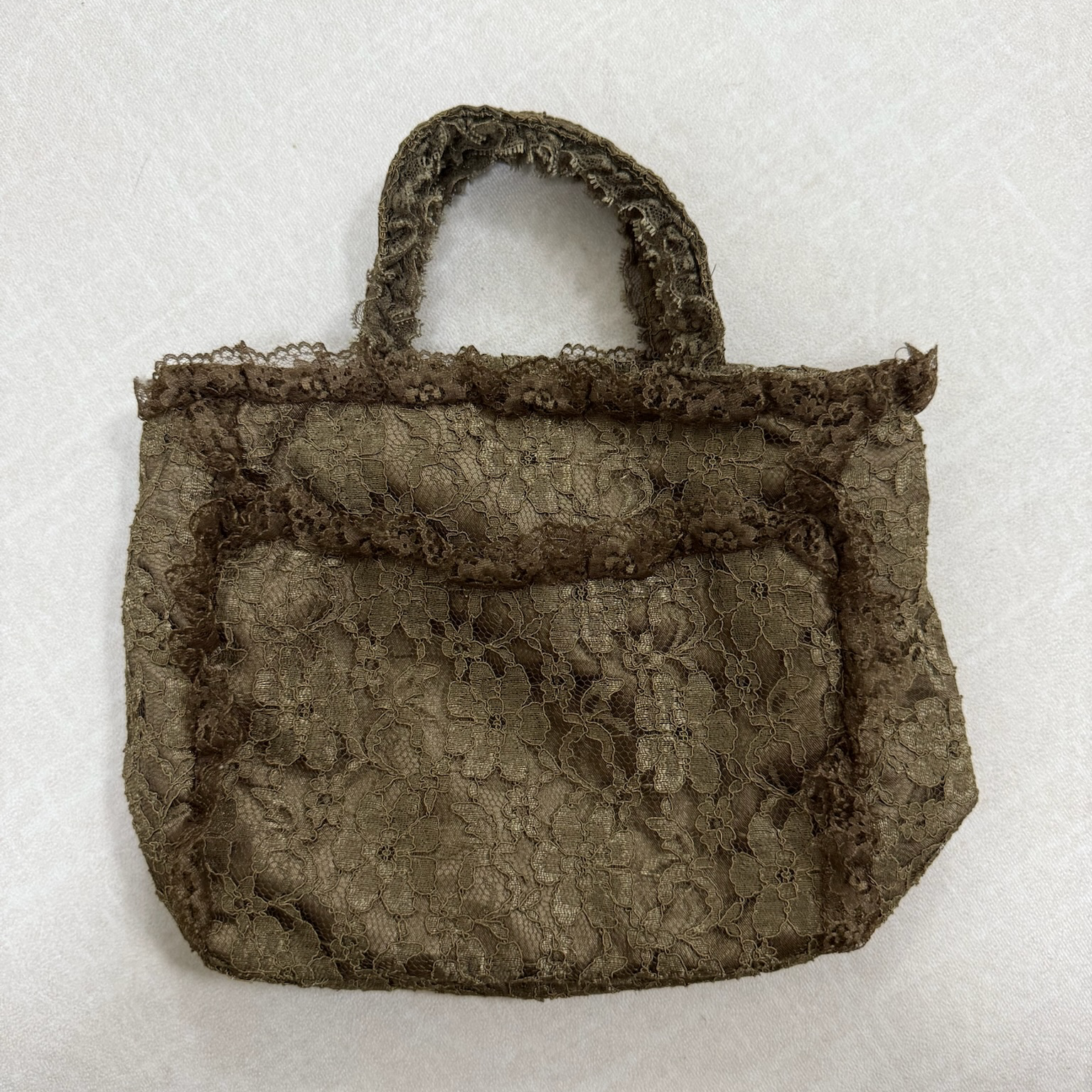 Brown Lace polka Dot Bow Tote