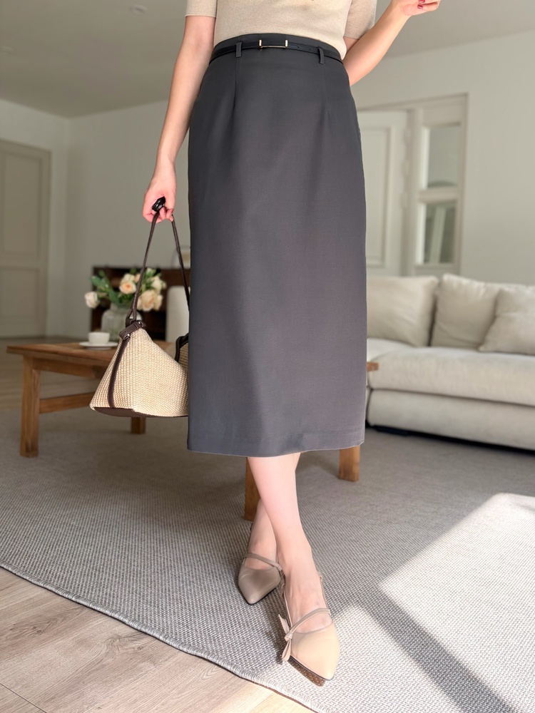 The Classy Belted Skirt (Charcoal)