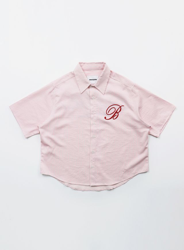 ★BADBLOOD ★CONTRAST SHORT SLEEVE Badblood [W-SHT24-013] Classic Logo Short Sleeve Shirt