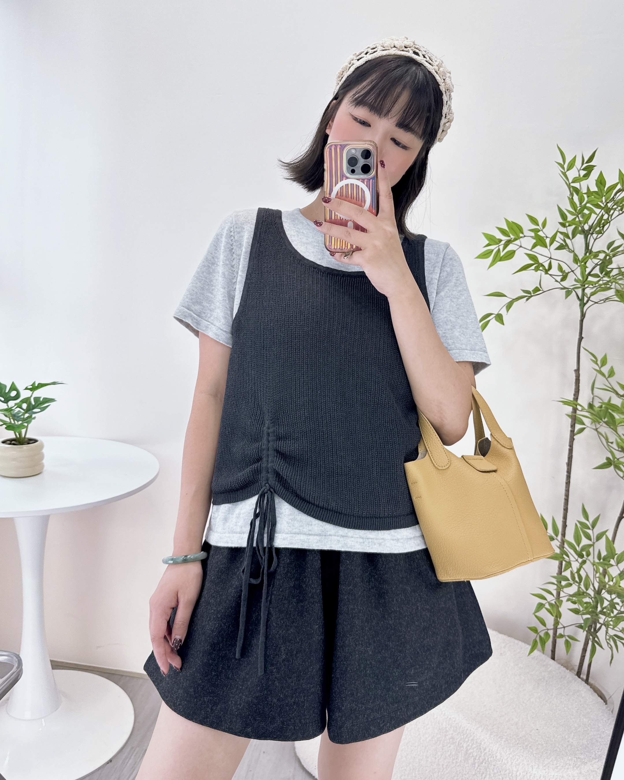 超軟熟假兩件針織線棉上衣 2色