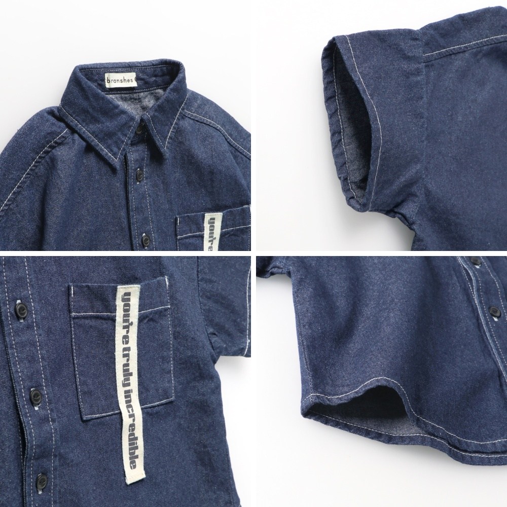 🆕【⭐訂購⭐】🇯🇵 日本直送 🌀🇯🇵 日本直送🇯🇵 型格 胸袋織帶 水洗牛仔布 短袖襯衫🌀 [ELCA-0118][260402]