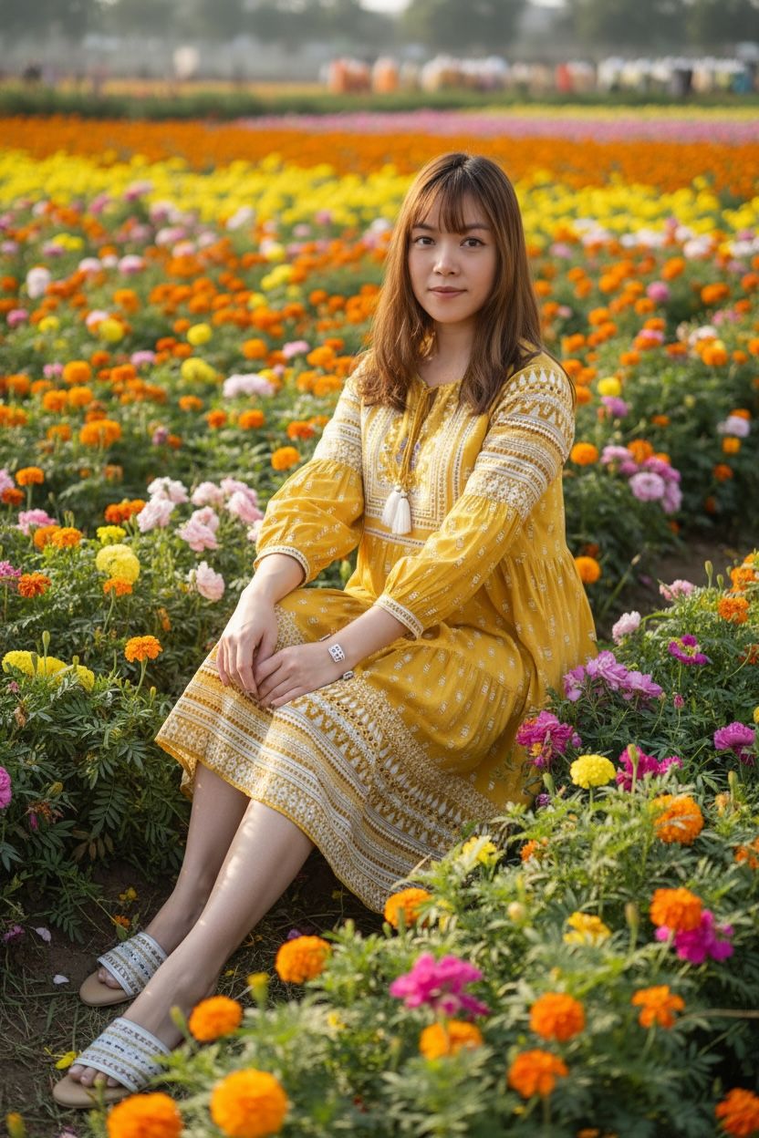 Mustard Yellow Beads Short OP #1028