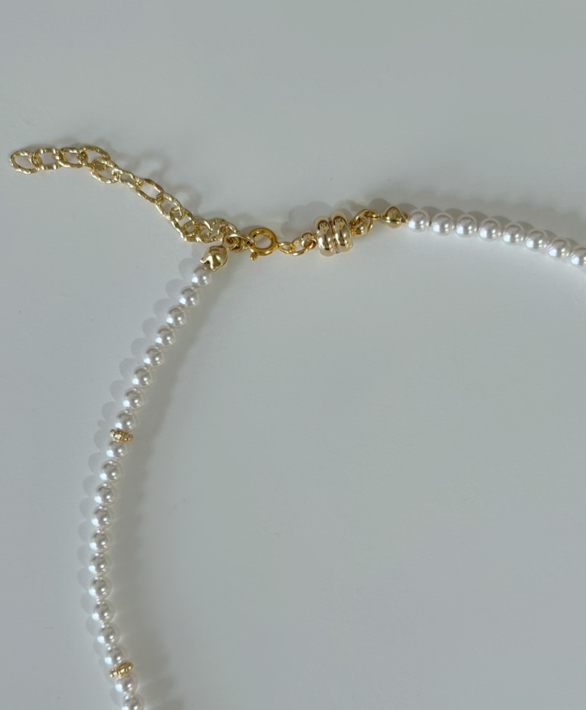 蝴蝶結 4MM Swarovski水晶珍珠頸鍊 / 金色 x米白色 N4 - 預訂款