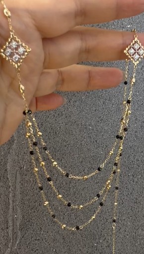 18K 黑尖晶鑽石項鍊 W4.6g
