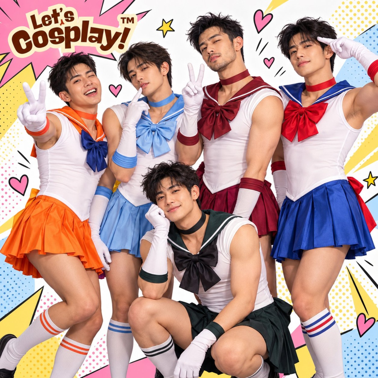美少女戰士水手服男士搞笑反串成人Cosplay扮演服裝 Sailor Moon服裝,香港現貨Lets Cosplay COS4116
