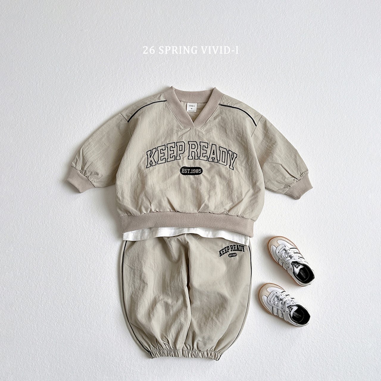 🌸預訂 韓國直送🌸🇰🇷VIVIDI四色棒球風字母刺繡寬鬆輕薄束腳褲