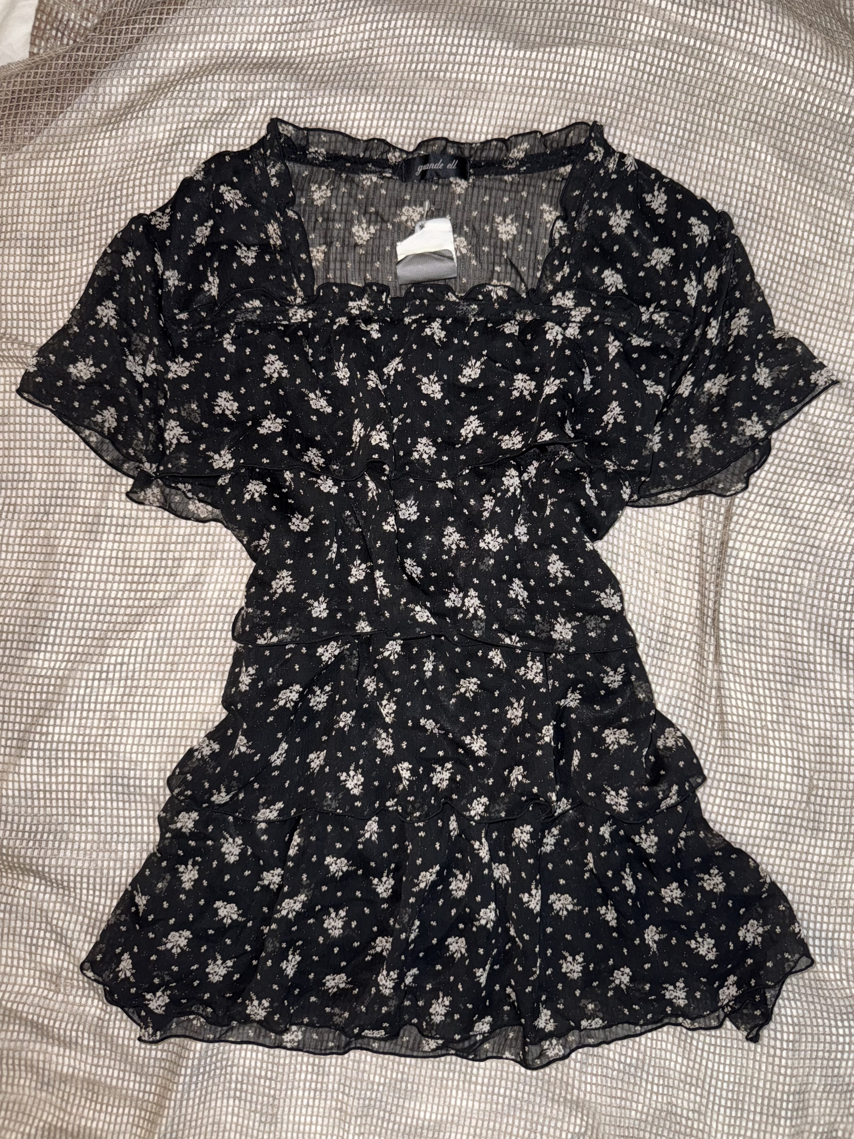 Black Floral Chiffon Top