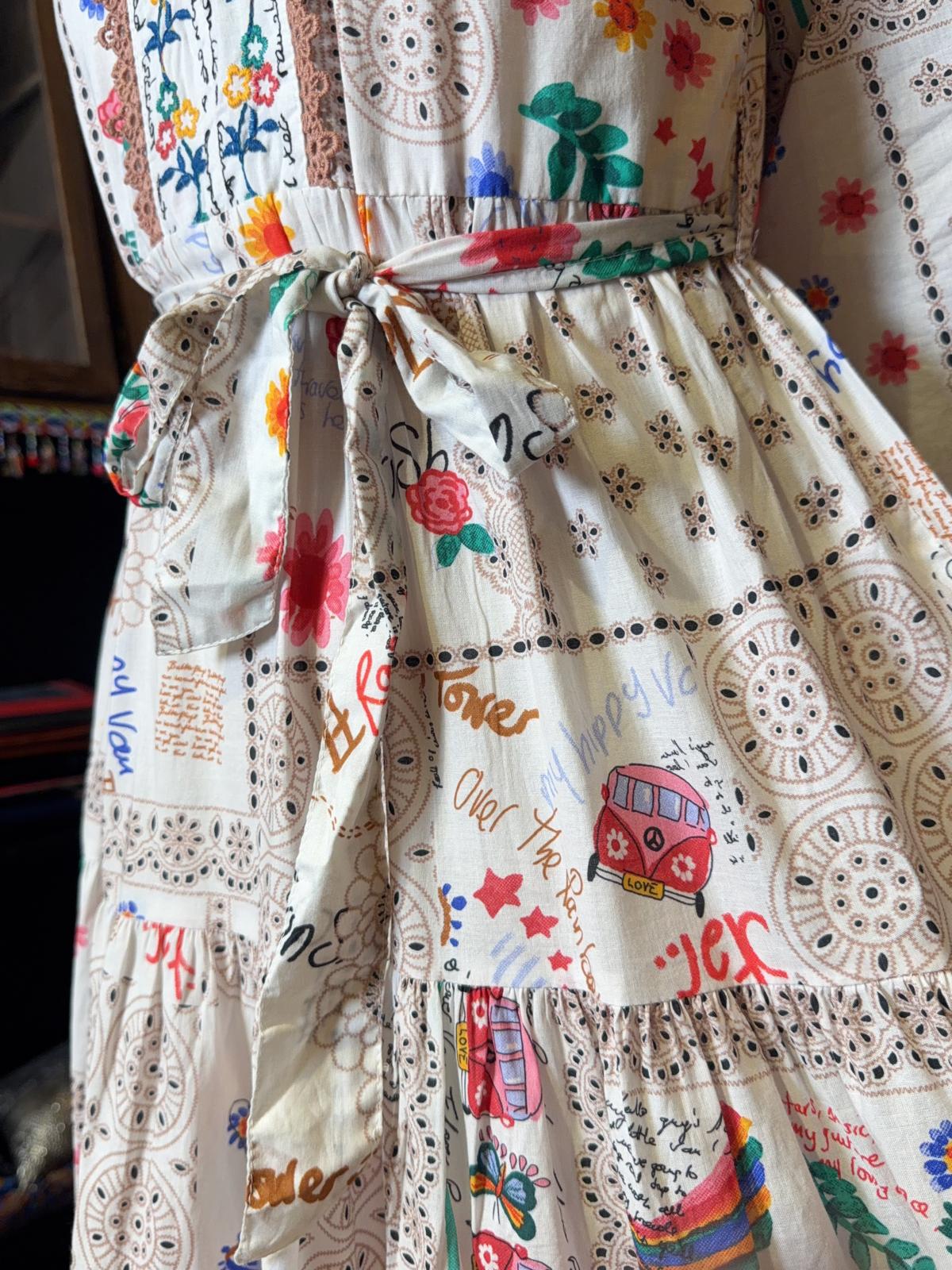 1617 White Patch Pattern Y Neck Ribbon Belt OP 51"