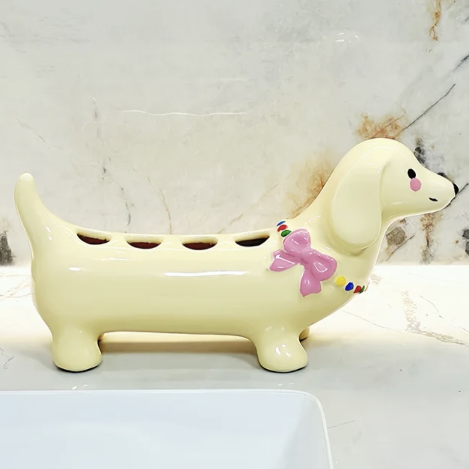 可愛臘腸狗牙刷架