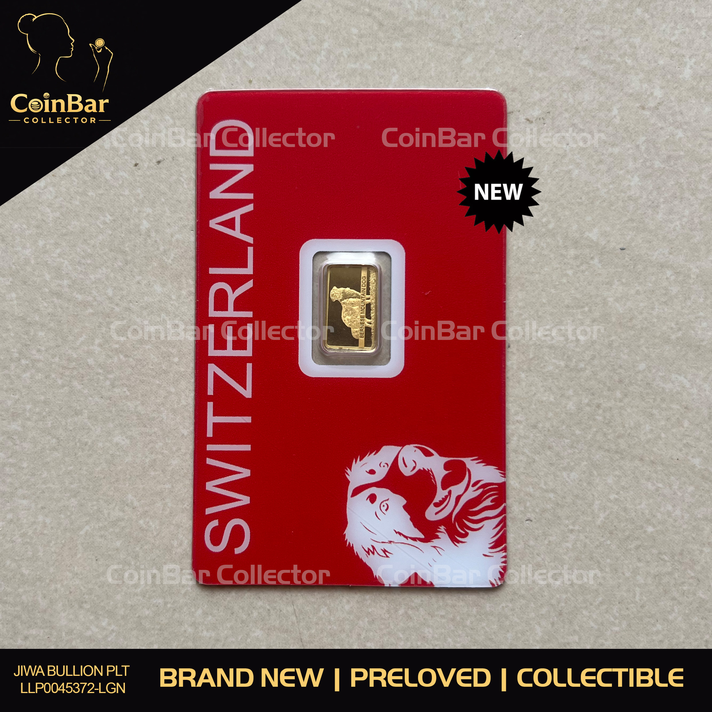 (SN:3307 )PAMP Bernese Dog 1g🇨🇭Europe Edition Gold Bar Emas 999.9 狗