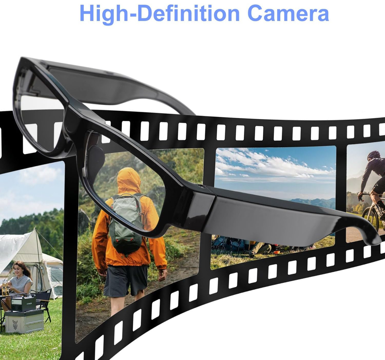 2160P 時尚黑框無孔眼鏡造型微型針孔攝影機(64G)