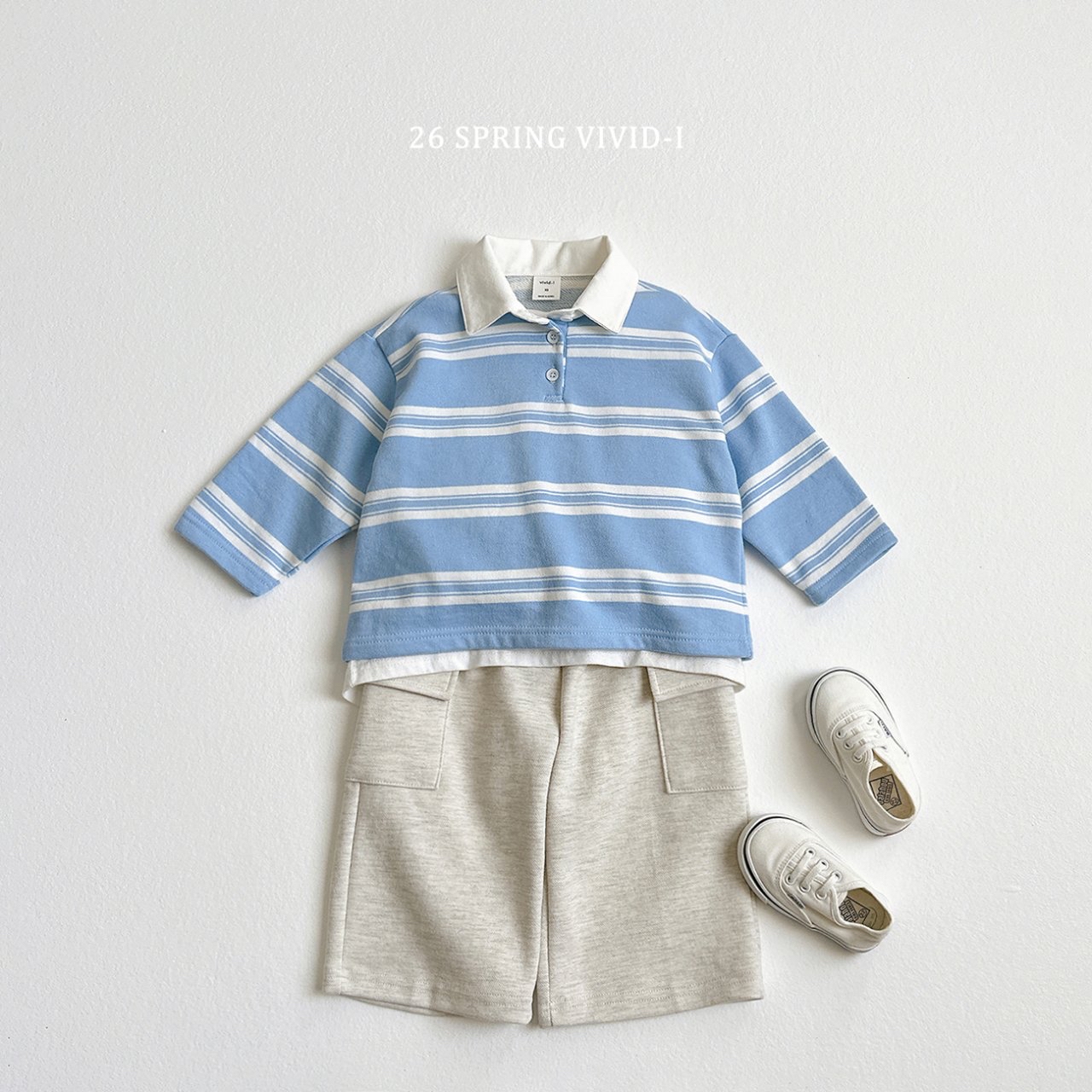 🌸預訂 韓國直送🌸🇰🇷VIVIDI三色條紋企領毛圈長袖上衣