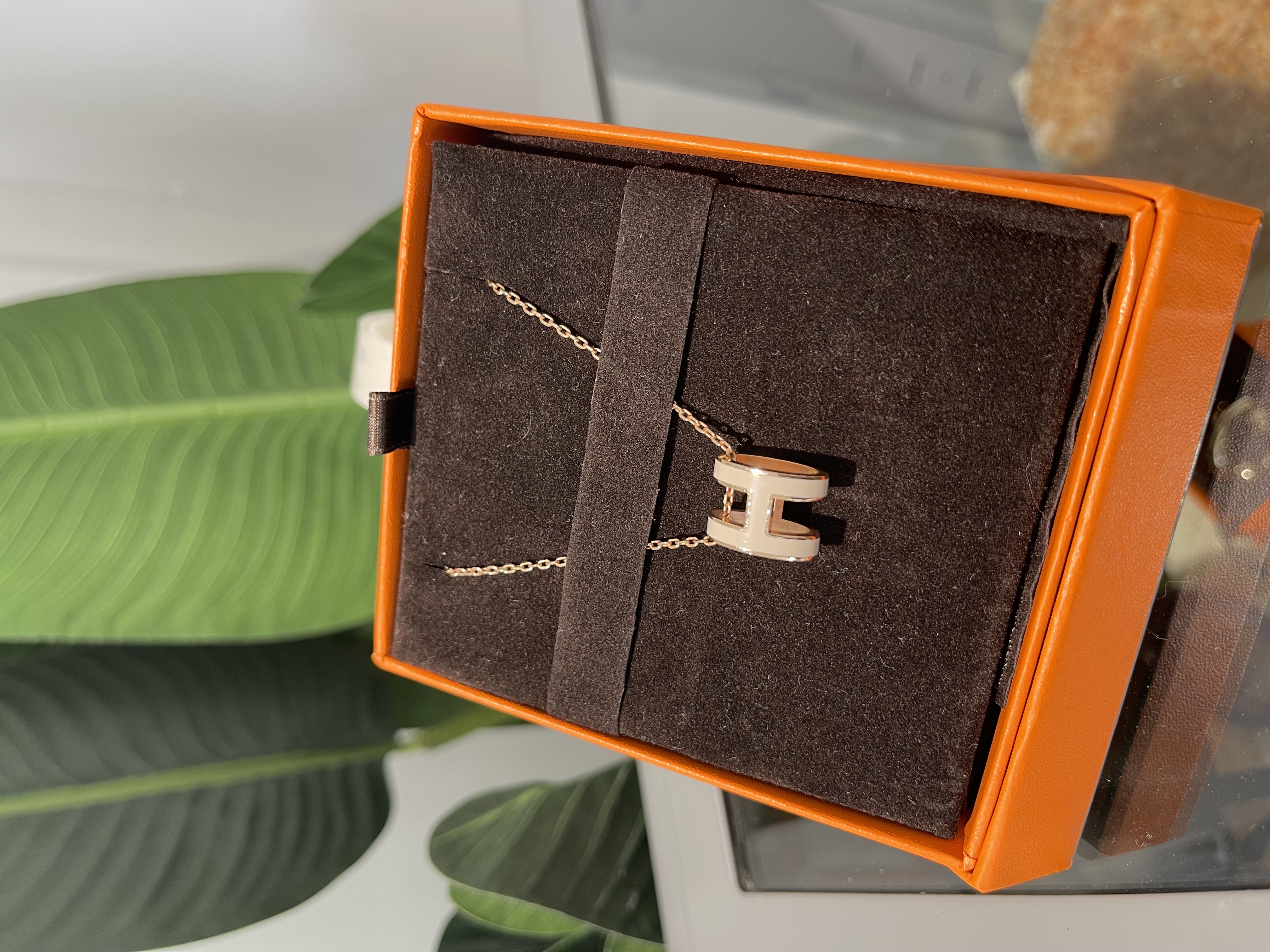 Pre-Owned HERMES POP H Necklace Chai Grey / Rose Gold / 產品編號：2471401