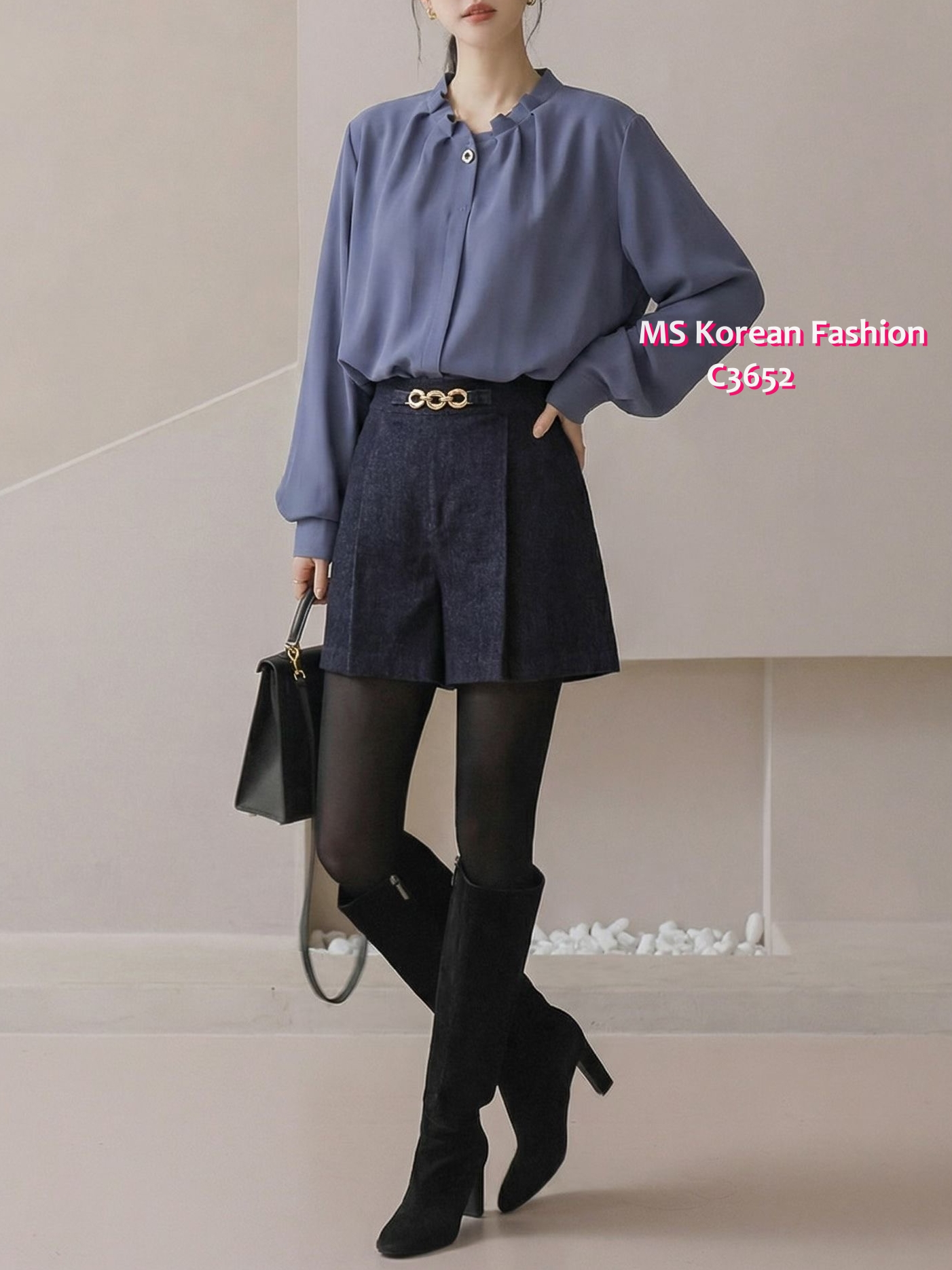 C3652 韓國🇰🇷靚料ruffle V領top