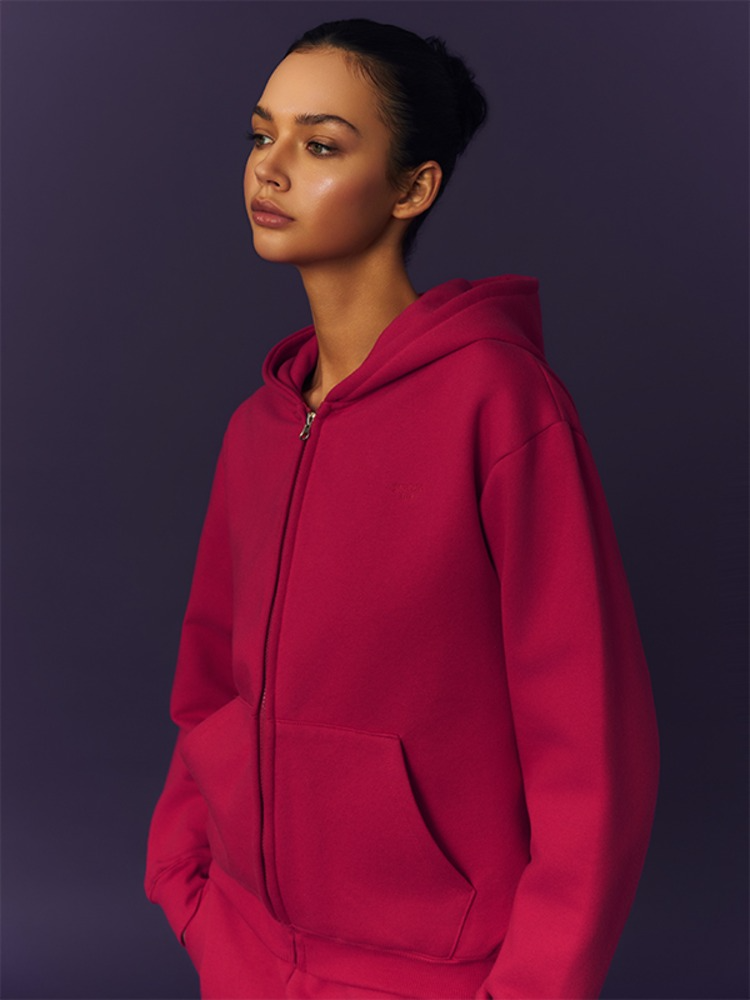 預購_Core Essentials Fleece-Lined Zip-Up Hoodie by Grandeline