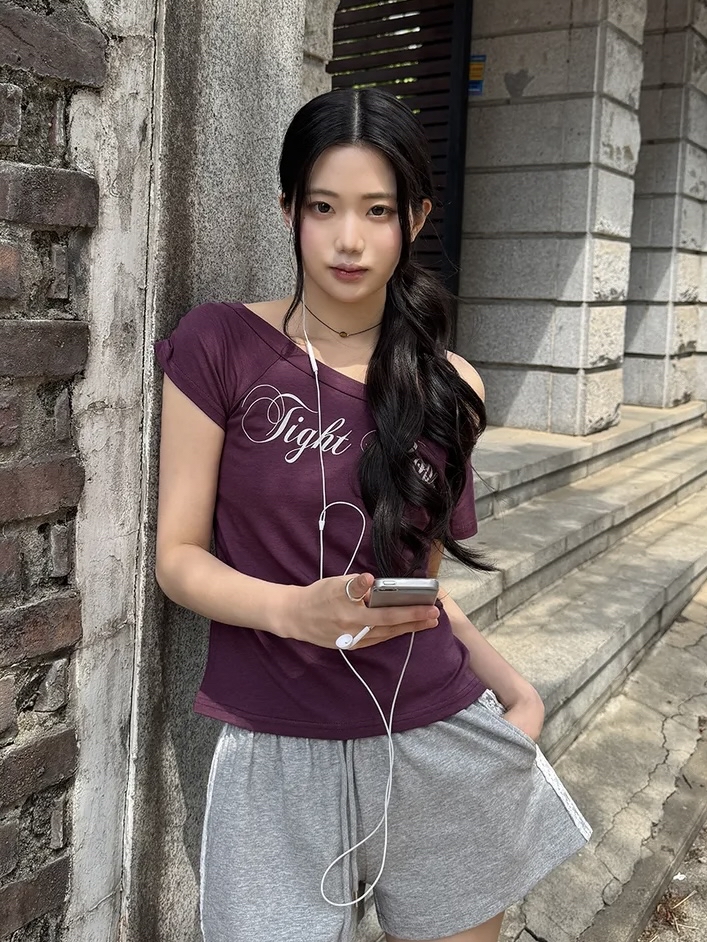 Script Wide Neck Graphic Tee