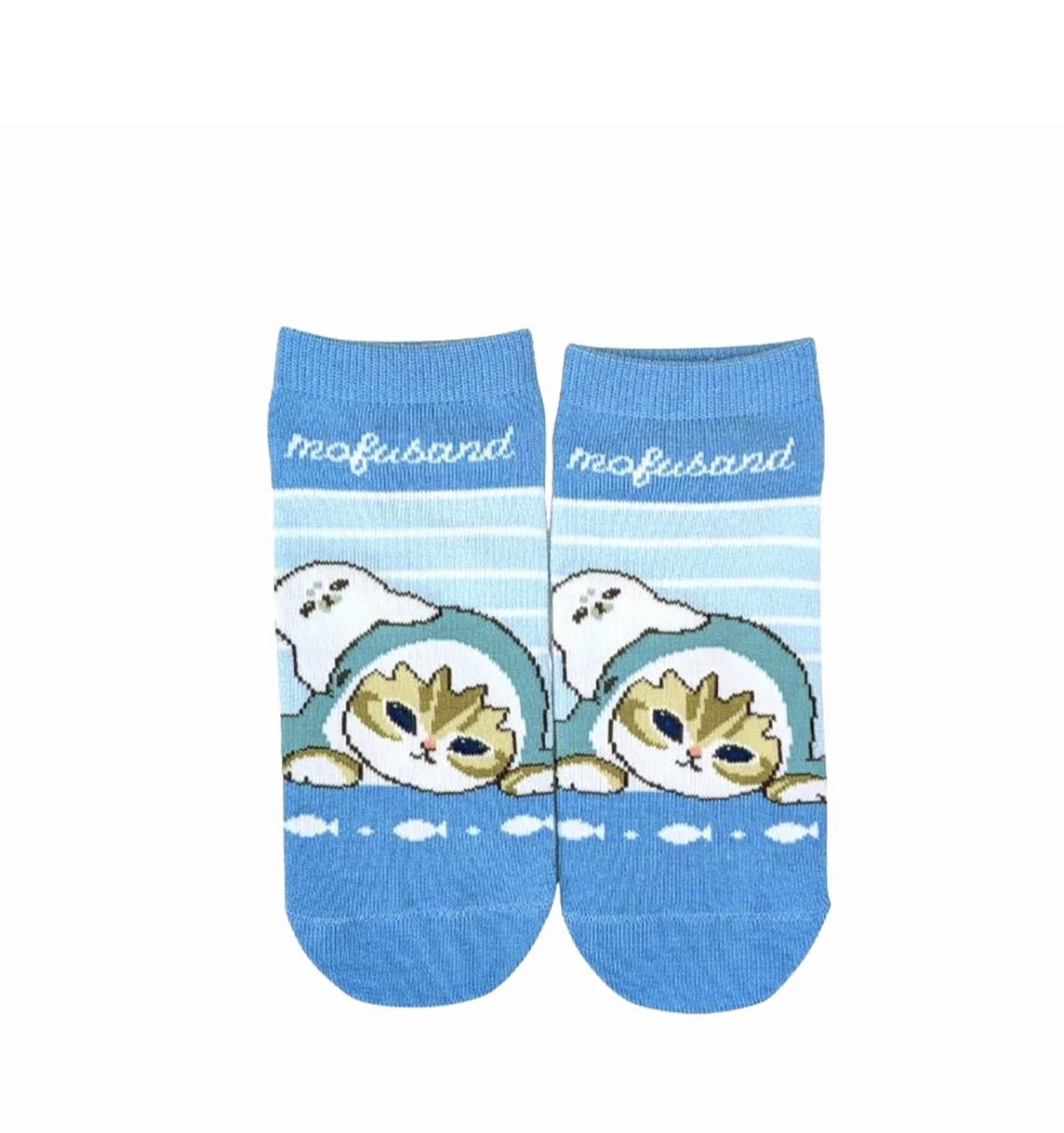 mofusand 前踝襪（淺藍色鯊魚窺視案）