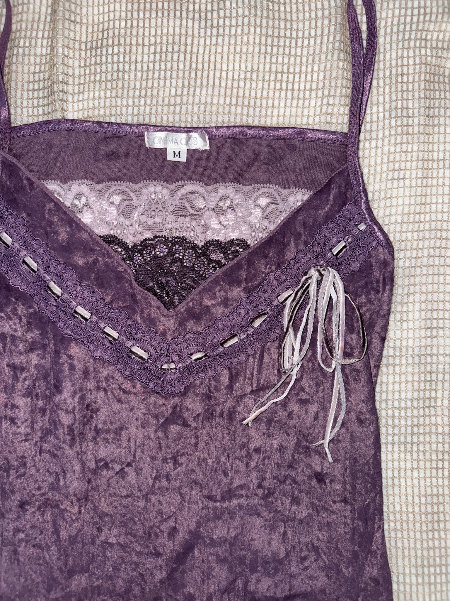 Crushed Velvet Lace Cami Top