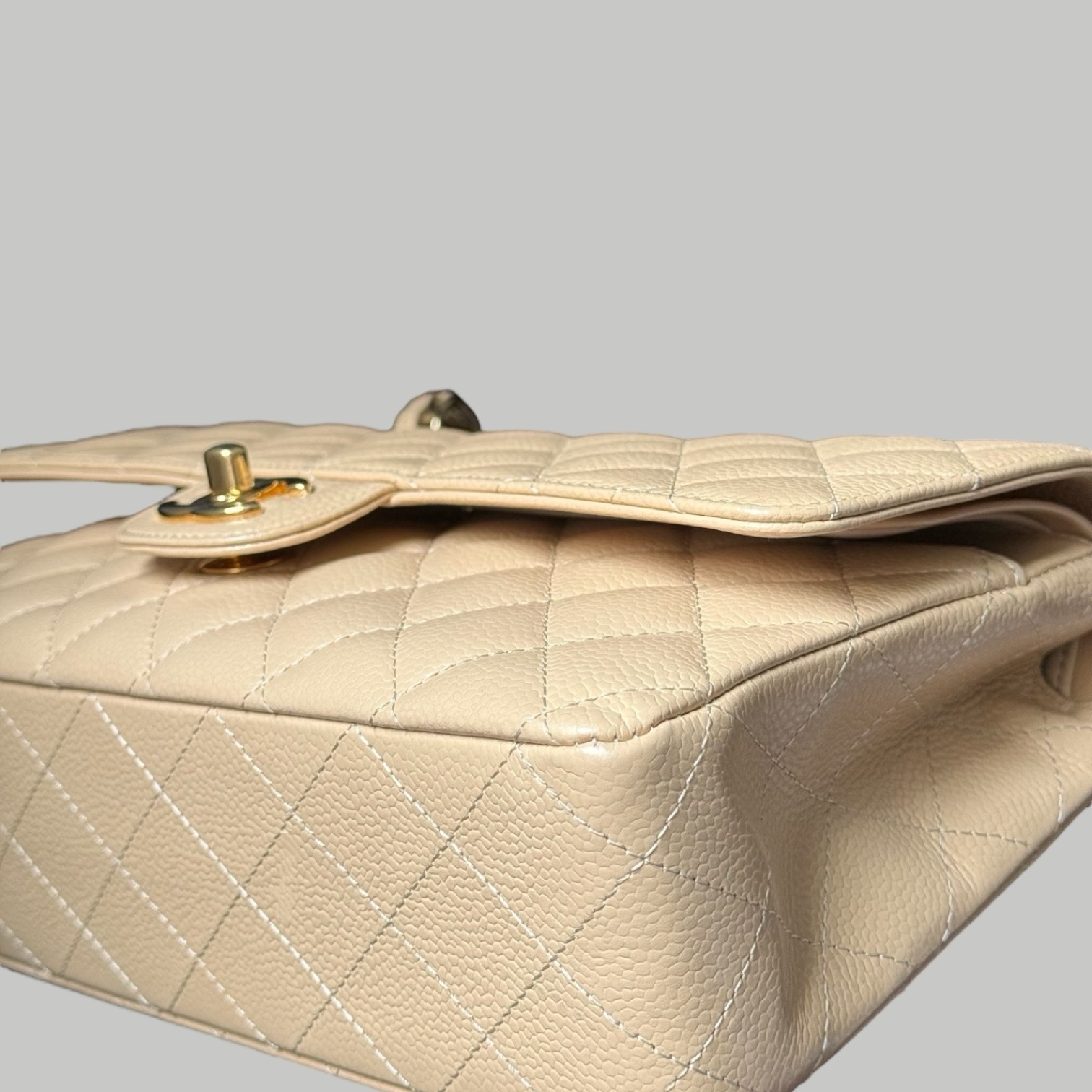 Chanel Caviar CF25 奶茶金扣