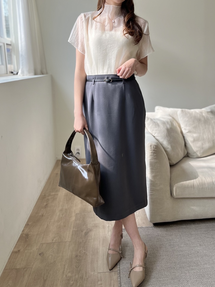 Atelier Belted Skirt (Charcoal)