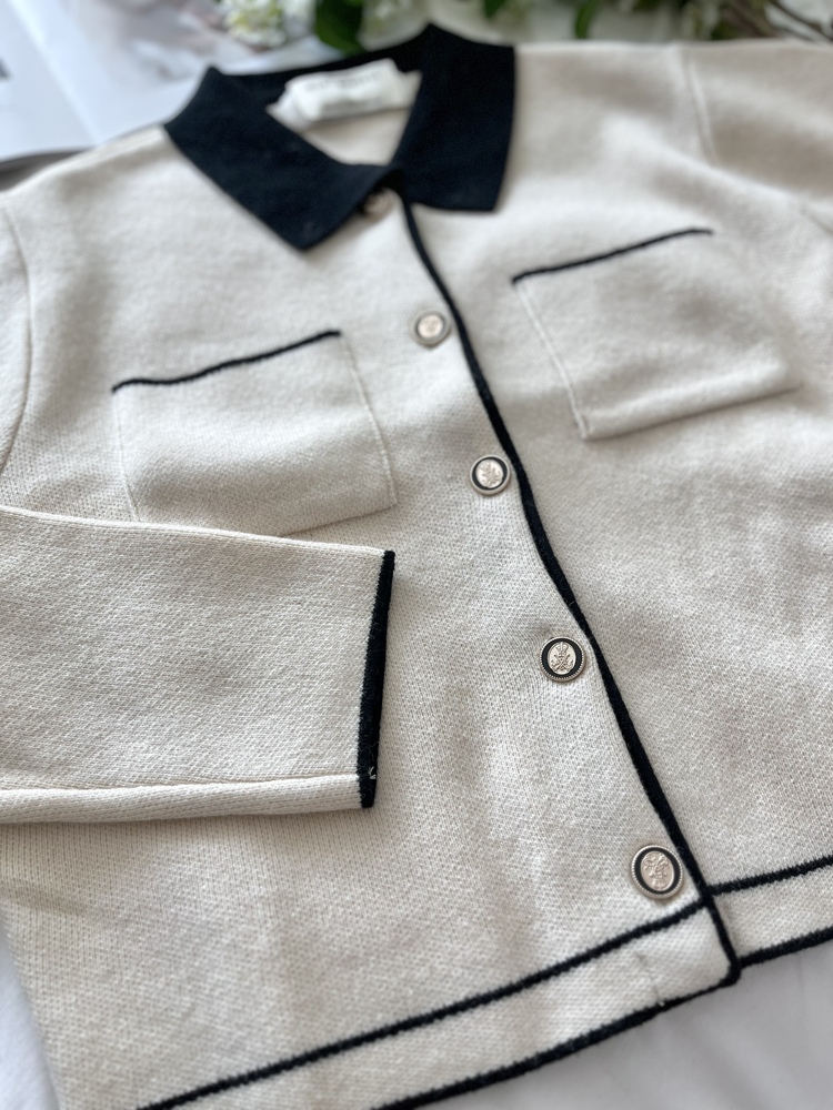 Elise Dual-Tone Cardigan (Cream)