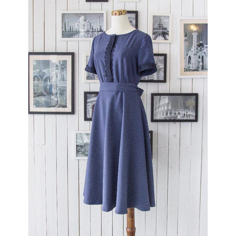 (SOLD OUT) Vintage Inspired Indigo Lace Dress (FM047)