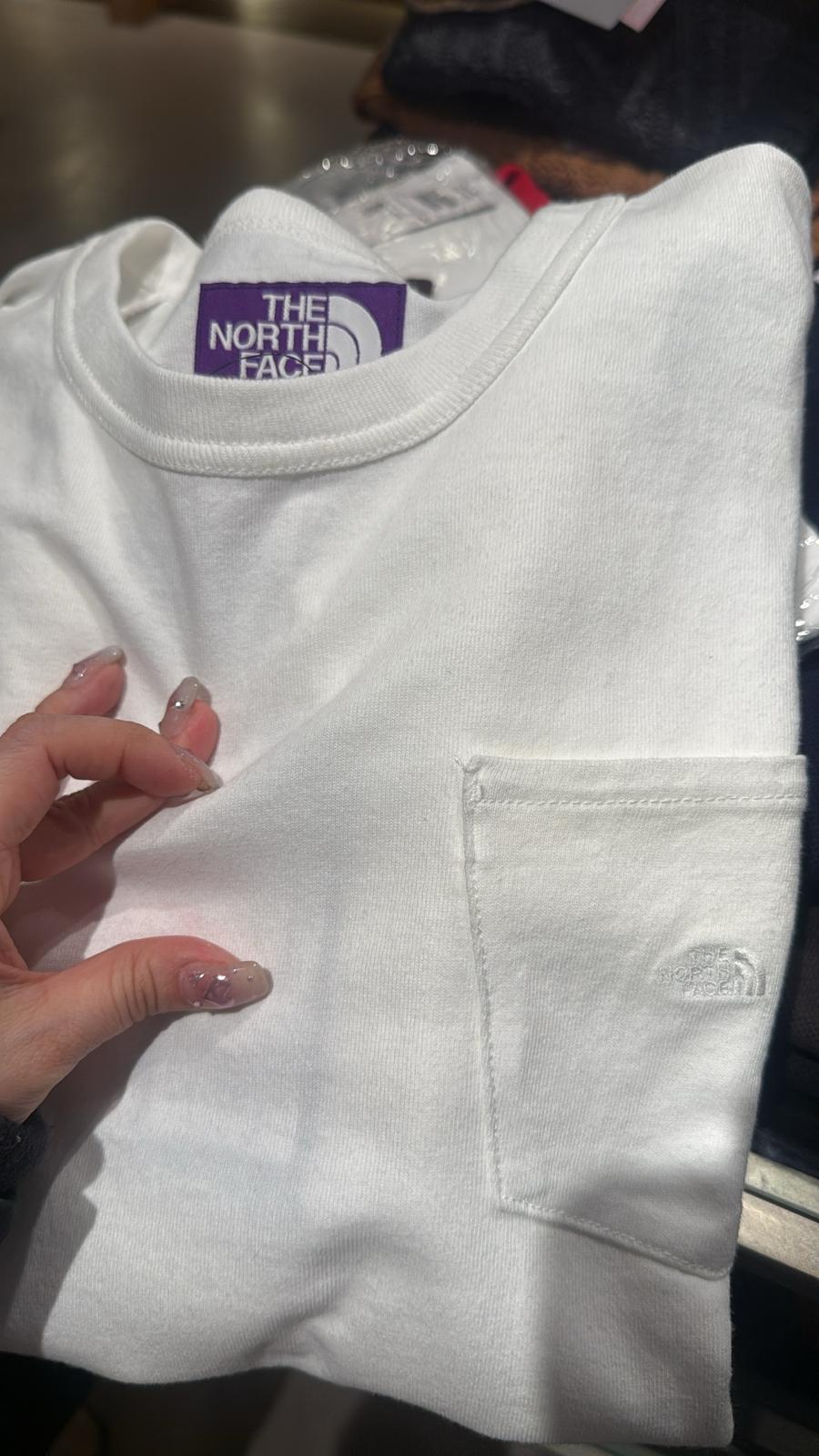 North face 紫label long sleeve pocket tee sale Brown