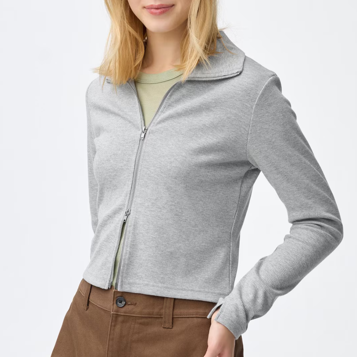 GU Ribbed Double Zip Cardigan