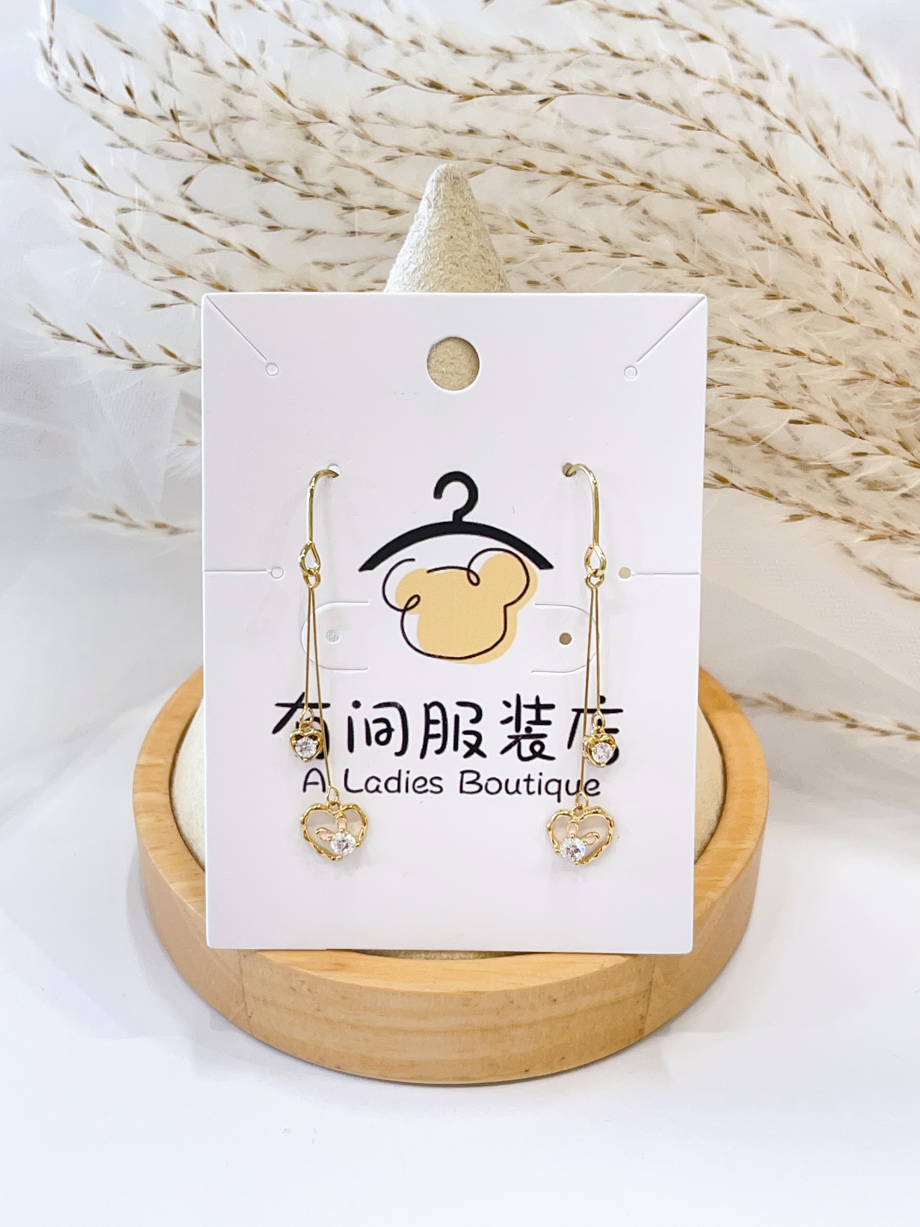 国风气质爱心钻石流苏耳环