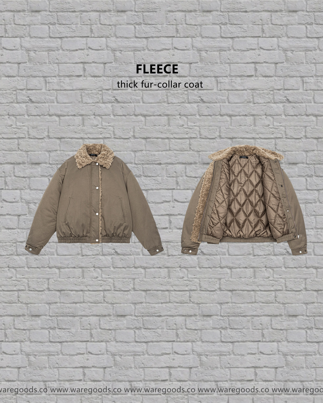 W039毛領菱格夾棉加厚外套