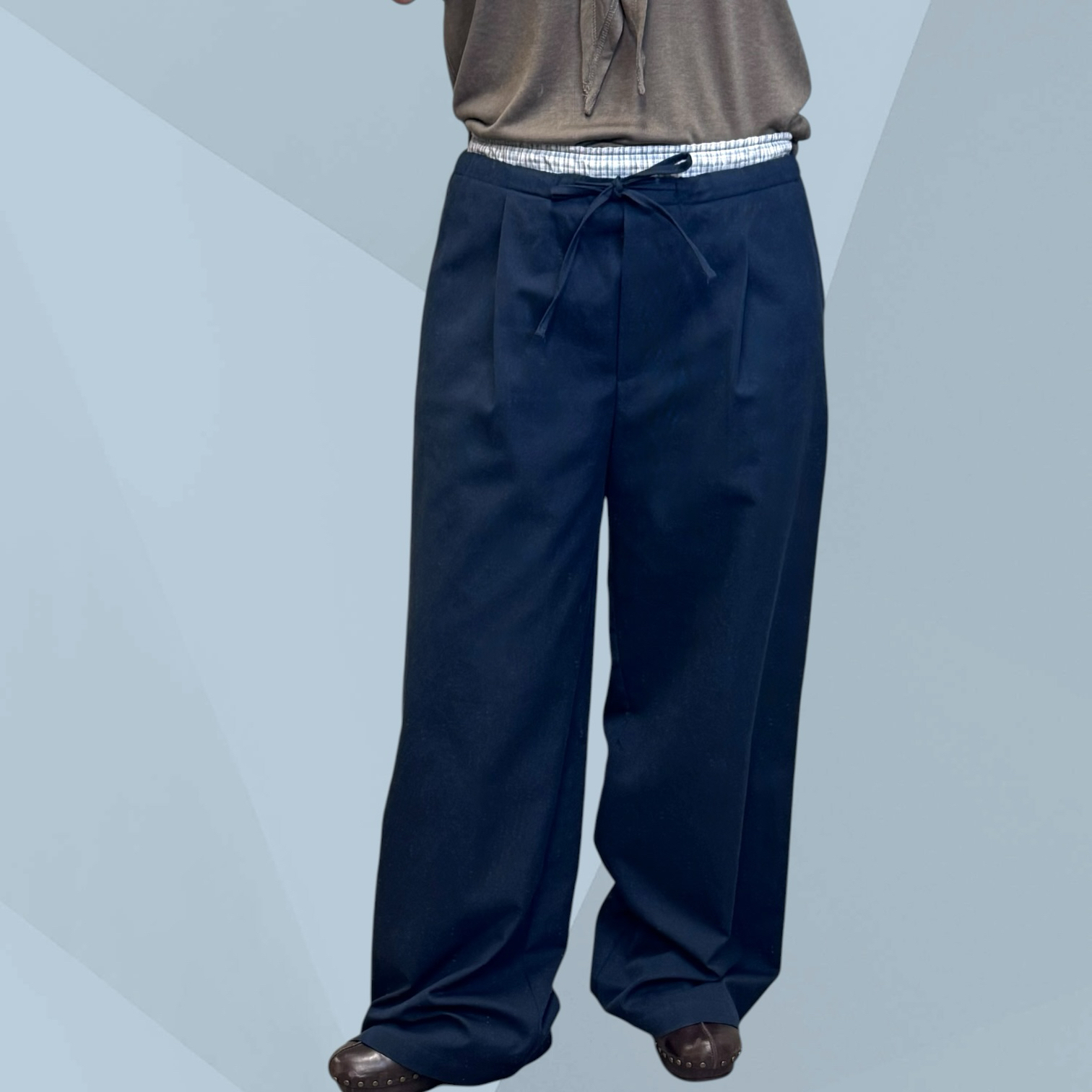 221137 格仔橡筋闊褲