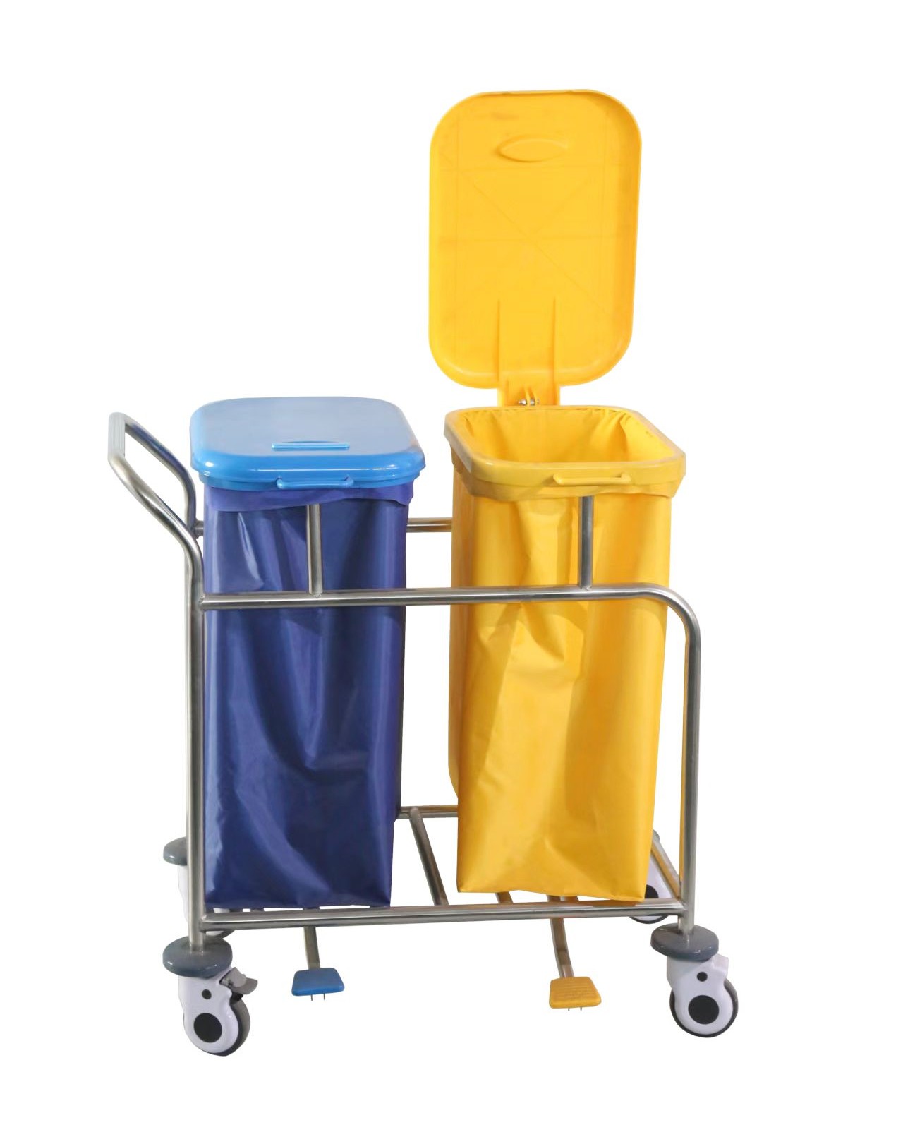 AD-W002-B Double Barrel Stainless Steel Hamper Stand (with cover) 雙桶有蓋不銹鋼污衣車 (For inquiry only 此產品需報價)