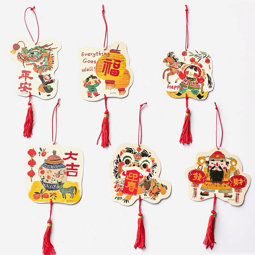 新春盆栽掛飾 一套六件