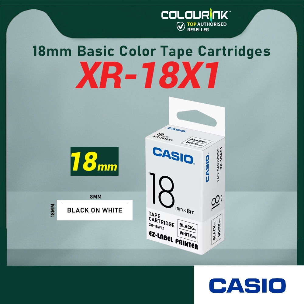 CASIO ORIGINAL GENUINE 18MM EZ LABEL TAPE FOR KL-120 KL-130 KL-820 KL-60 KL-HD1 KL-8400 KL-G2