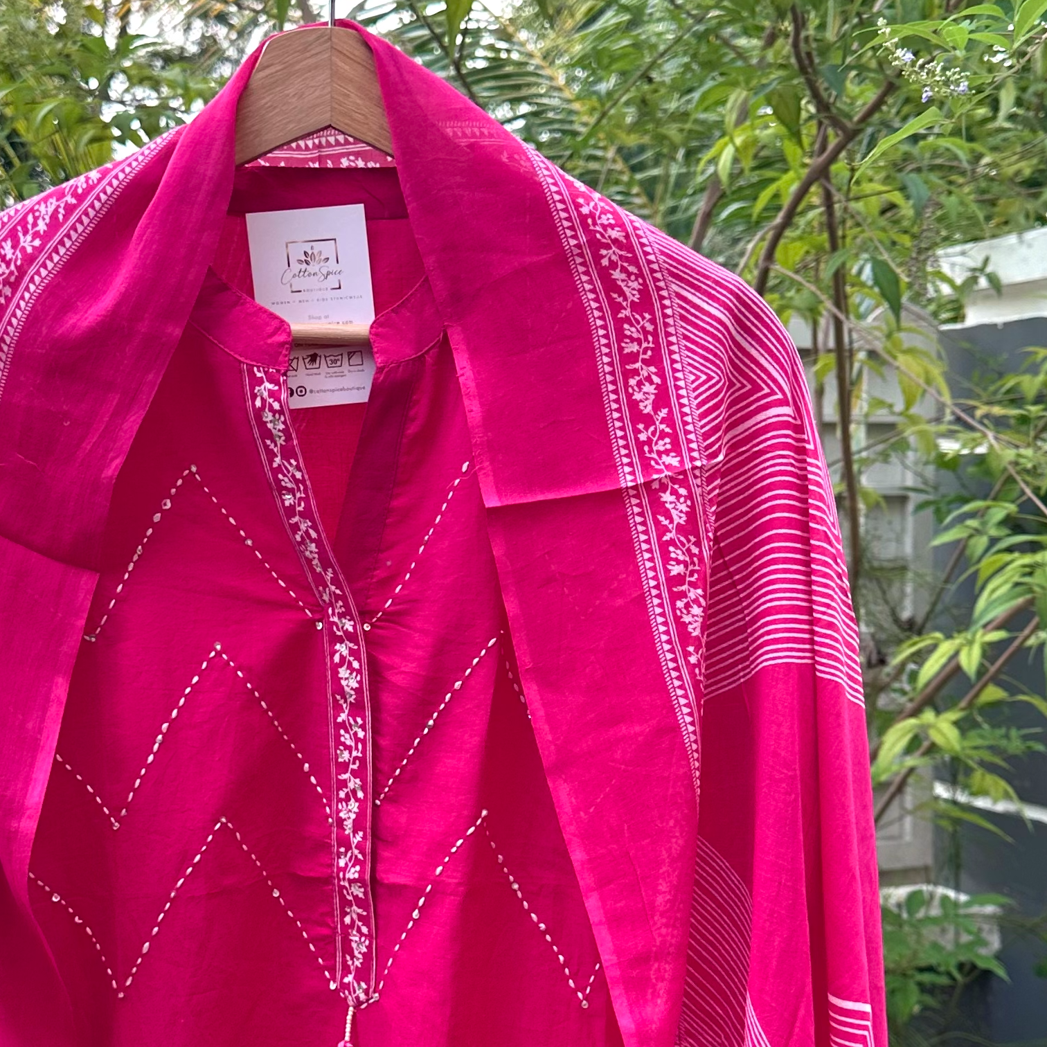 Pretty Pink Zig Zag Kurta Set