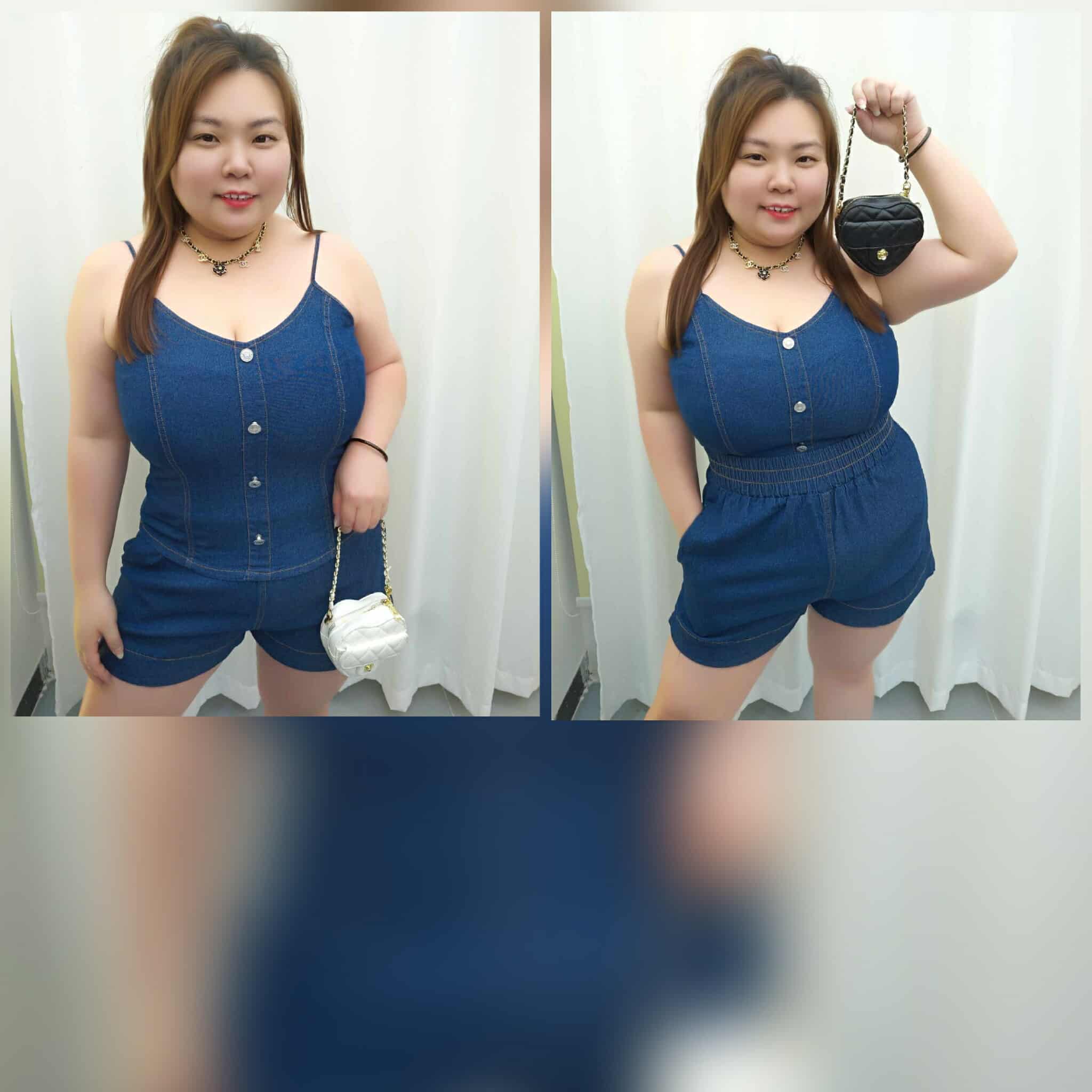 TW#6065 吊带设计牛仔裤子套装