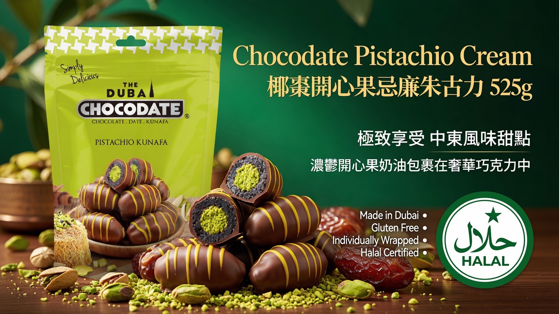 澳洲Costco Chocodate Pistachio Cream 椰棗開心果忌廉朱古力 525g