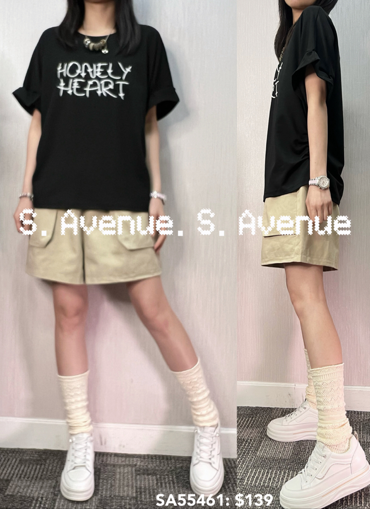 SA55461: 短袖繡英文字側有撍tee