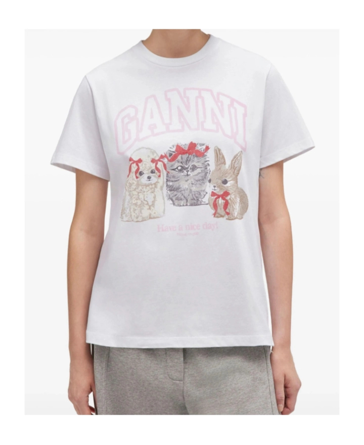 訂貨📮新款✨Ganni 短Tee 夏天必備 呢款前後都有print !Size XS S M L