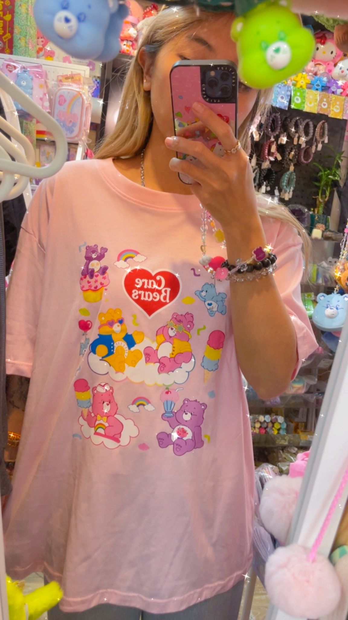 減價品🌈可愛熊粉色寬鬆T恤🐻