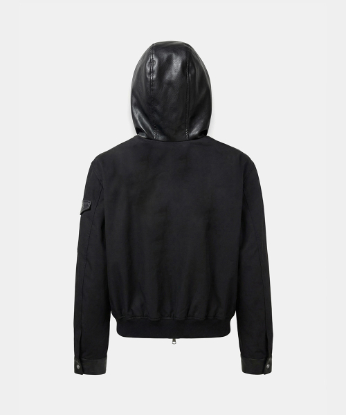 Viper91 Contrast Hooded Blouson - Black - 바이퍼91 콘트라스트 후드 블루종 - 블랙