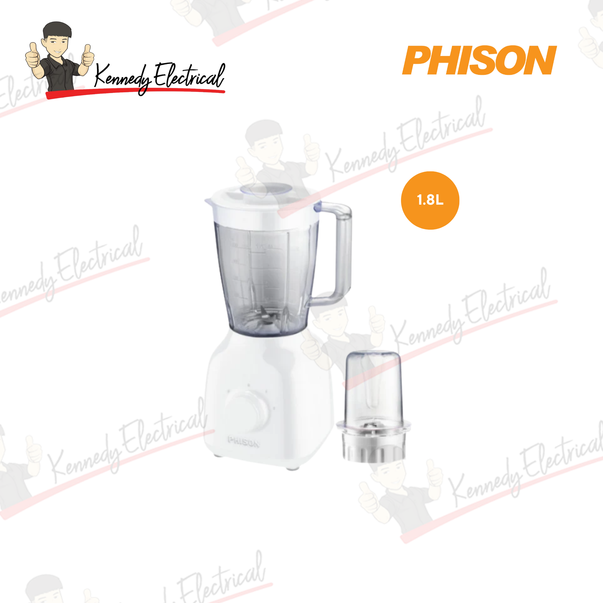 Phison 1.8L Blender With Dry Mill (White) PBL-2041-WH