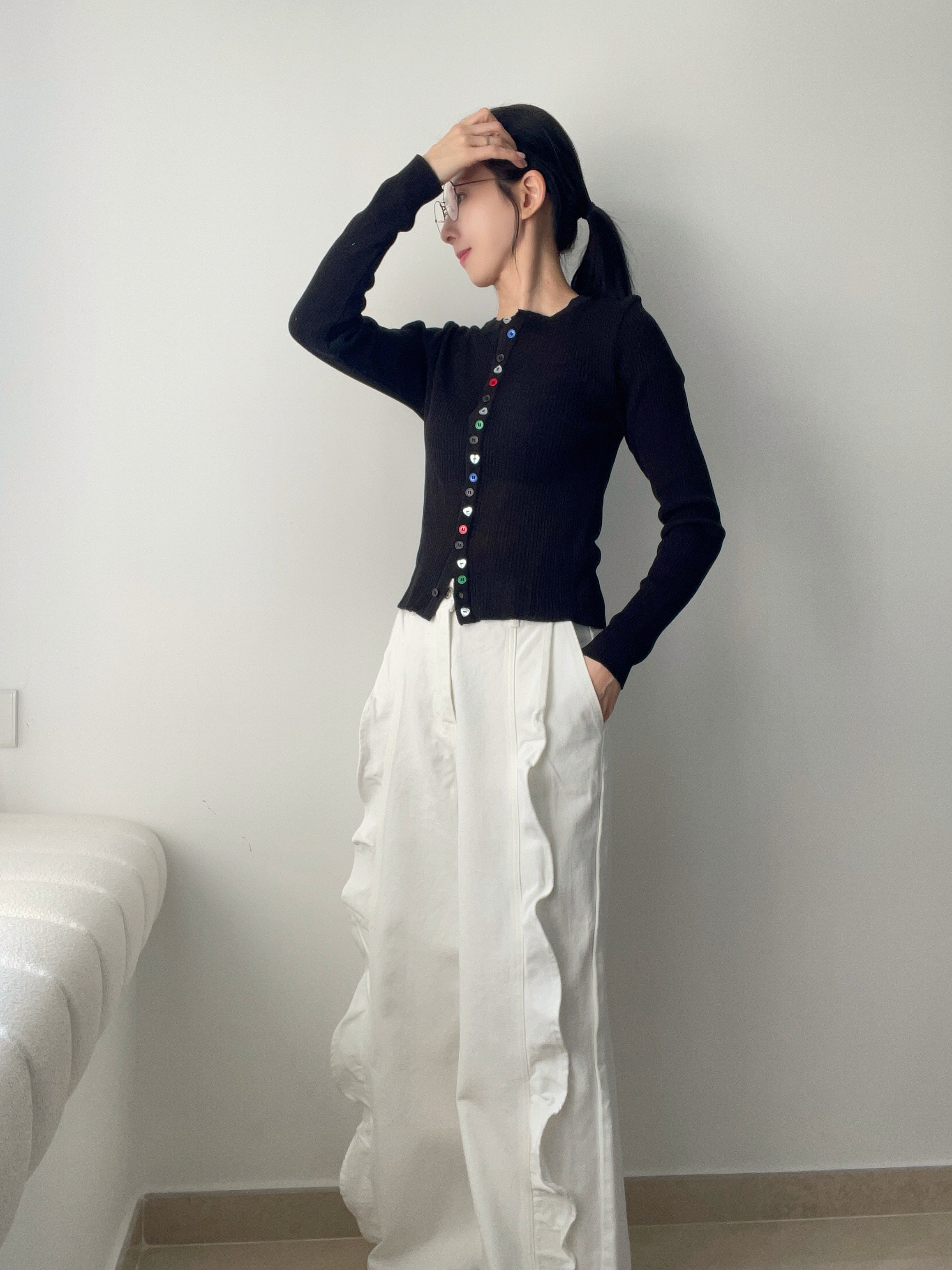 Rainbow buttons cardi/top