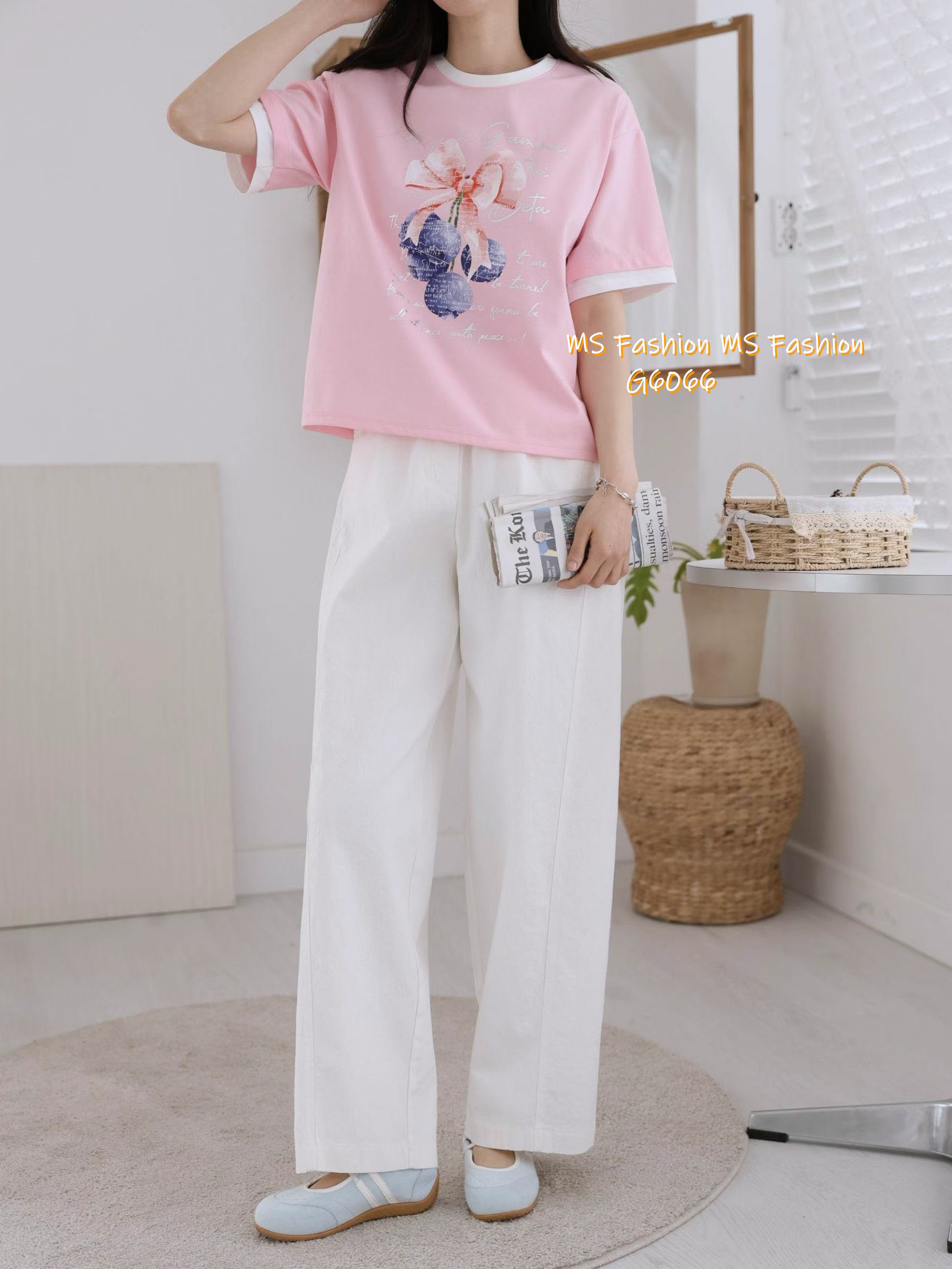 G6066 韓國🇰🇷花花字母print top