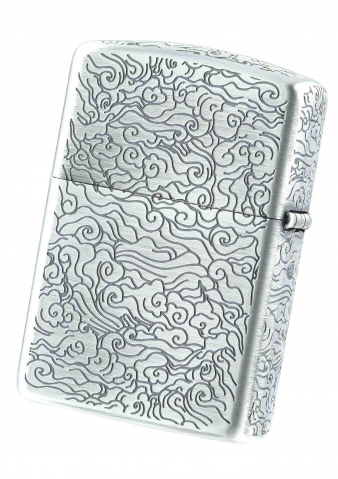 Zippo 日版 ZBT-3-33C / ZA-3-33C Aromr®祥龍盤云幸運龍-仿古銀(加厚版) （拉絲鍍銅） 防風打火機