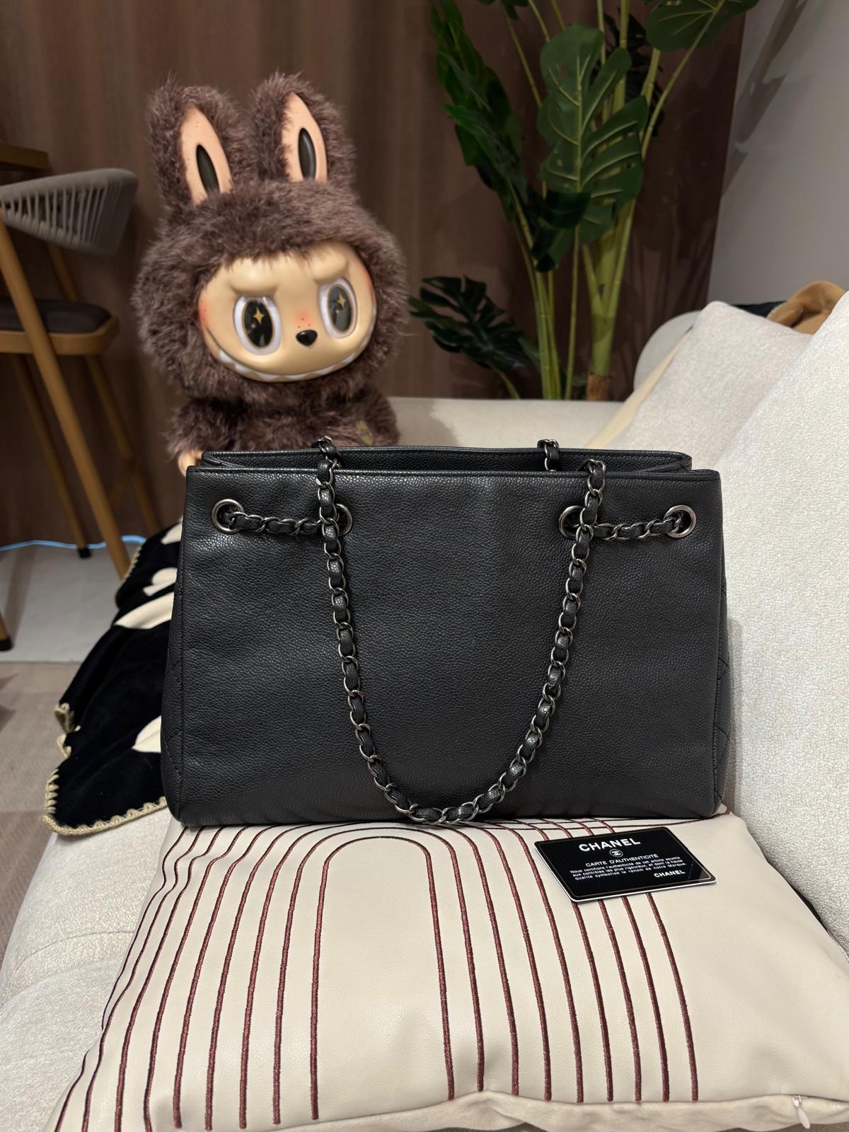 Chanel chain tote bag Caviar Skin grey 100%Authentic,95%new ✅22card✅dust bag 