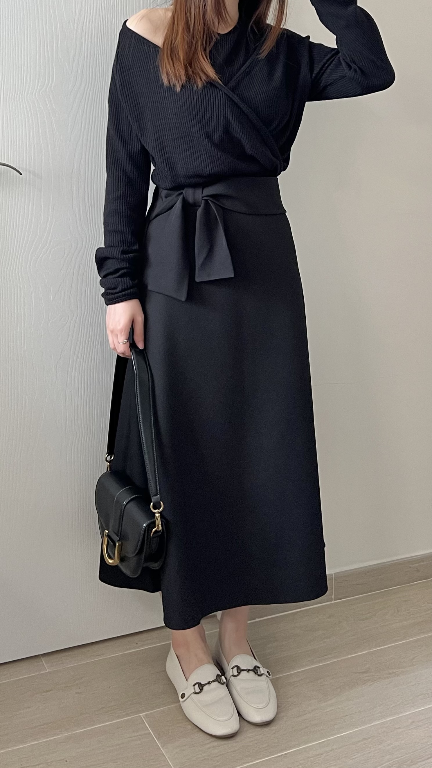 高貴優雅蝴蝶結長裙 修飾肚腩 